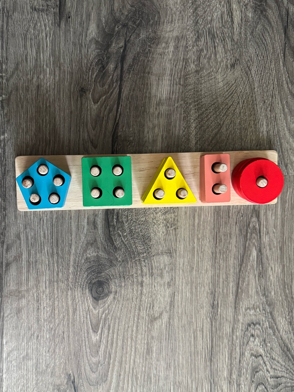 Wooden Educational Shape Sorting Board and Puzzle Stacker Toy